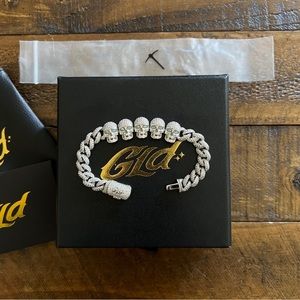 GLD Shop Iced Skull Bracelet in White Gold